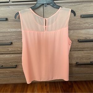 a.n.a Pink Blouse with Sheer Illusion Neckline